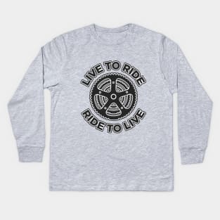 Live To ride, Ride to live bicycle art with chainrings Kids Long Sleeve T-Shirt